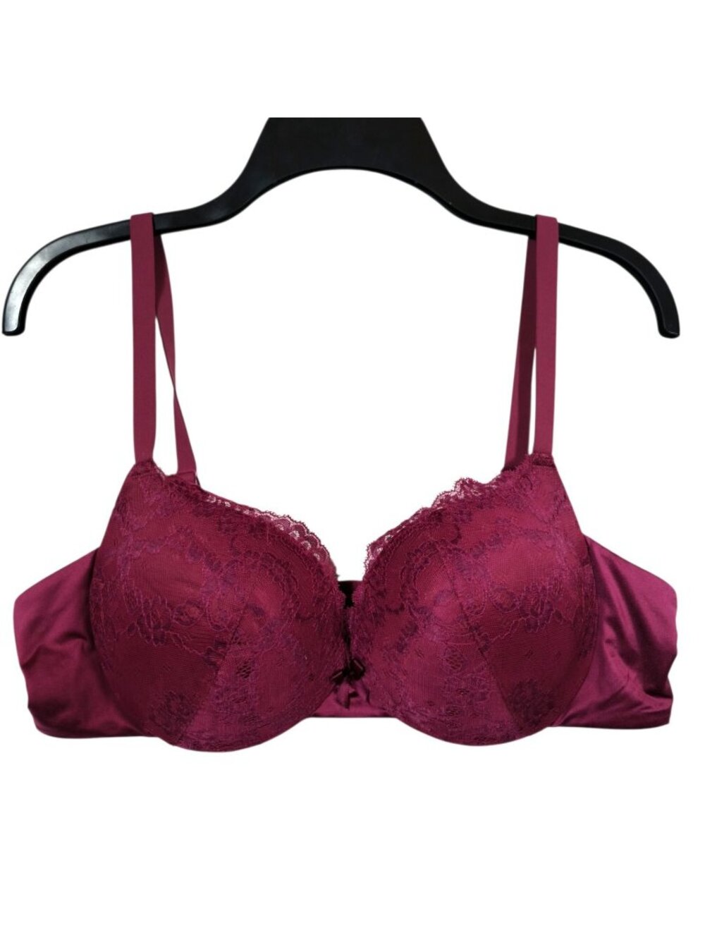 Maidenform Bra 38B DM9900 Burgundy Lace Padded Push Up Underwire